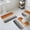 Orange, variant on Blue Beige Brown Bath Mat 3 Piece Bathroom Rug Set, Country Retro Gradient Wooden Grain Non Slip Bath Rug Contour Mat and Toilet Lid Cover, Absorbent Shower Mats Soft Bath Rugs and Mats Sets