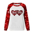 thumbnail image 4 of VALMASS Chandails en Molleton à Col Rond pour Femmes de la Saint-Valentin Manches Raglan Hauts Décontractés Mode Imprimé Cœur Pull Blouses (2TG, Rouge), 4 of 4