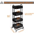 thumbnail image 7 of 4-Tier Metal Mesh Utility Rolling Cart Storage Organizer Shelf Rack with Lockable Wheels for Living Room Kitchen Office, Black, 7 of 7