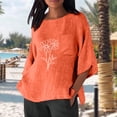thumbnail image 4 of YUGYXL Casual Gauze Shirt for Women 3/4 Sleeve Loose Fit Linen Tops Comfy Soft Lightweight Tunic Tee Summer Vacation Blouse Orange M, 4 of 6
