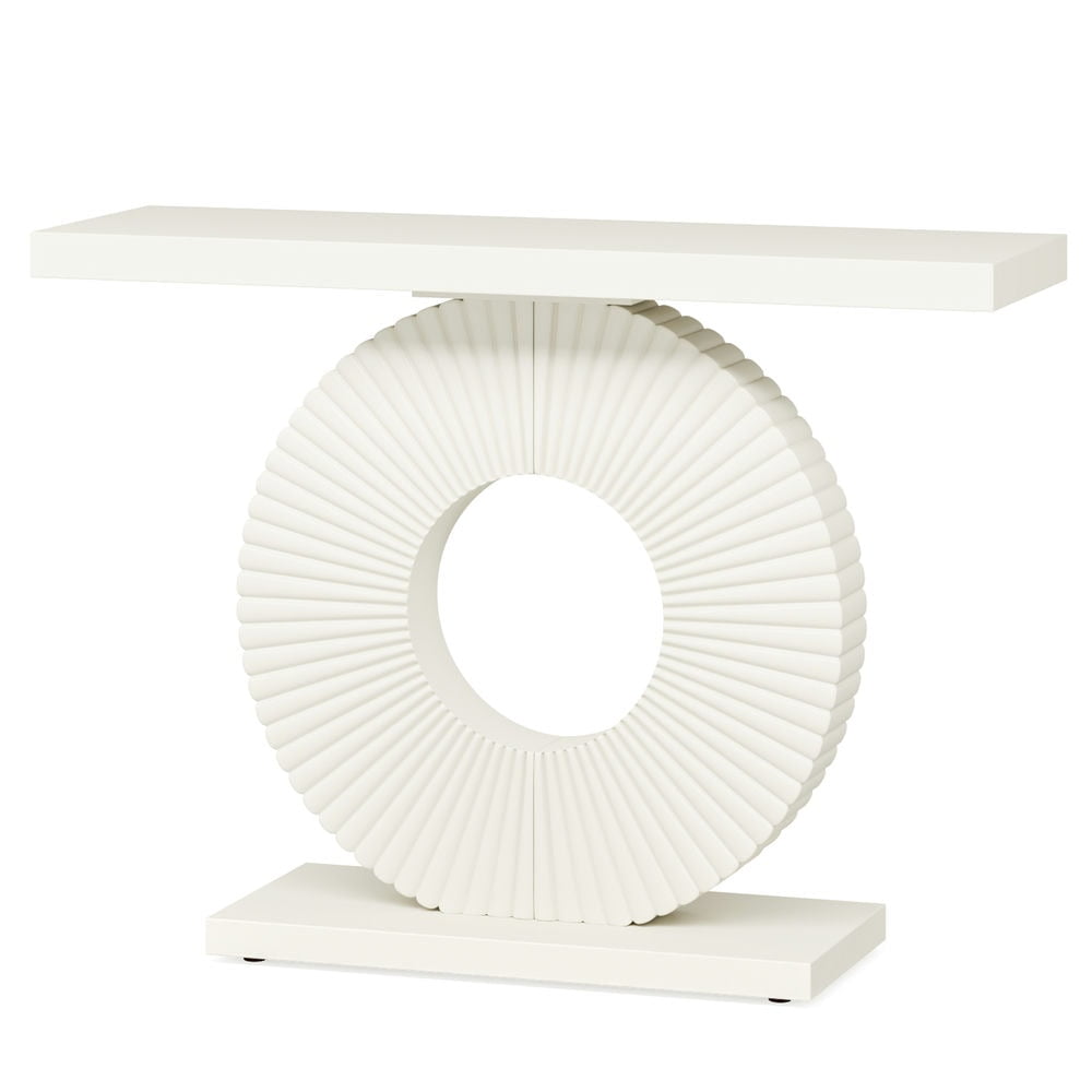 Resenkos Entryway Table, Console Sofa Table,Modern Console Table 40" Wood Sofa Table with Geometric Base,White