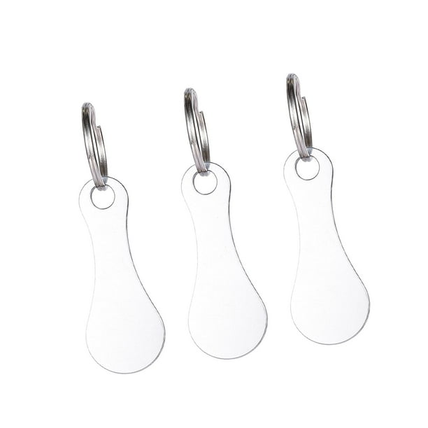 Llavero con fichas para carrito de la compra (3 unidades) para hombre y mujer. Plata