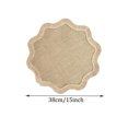 thumbnail image 3 of Round Jute Placemats, 15 Inch Diameter Woven Placemat, Fringed Placemat with Scalloped Edge, Heat Resistant Mat for Hot Dishes, Yellow Washable Stain Resistant Fabric Table Accent, 3 of 6
