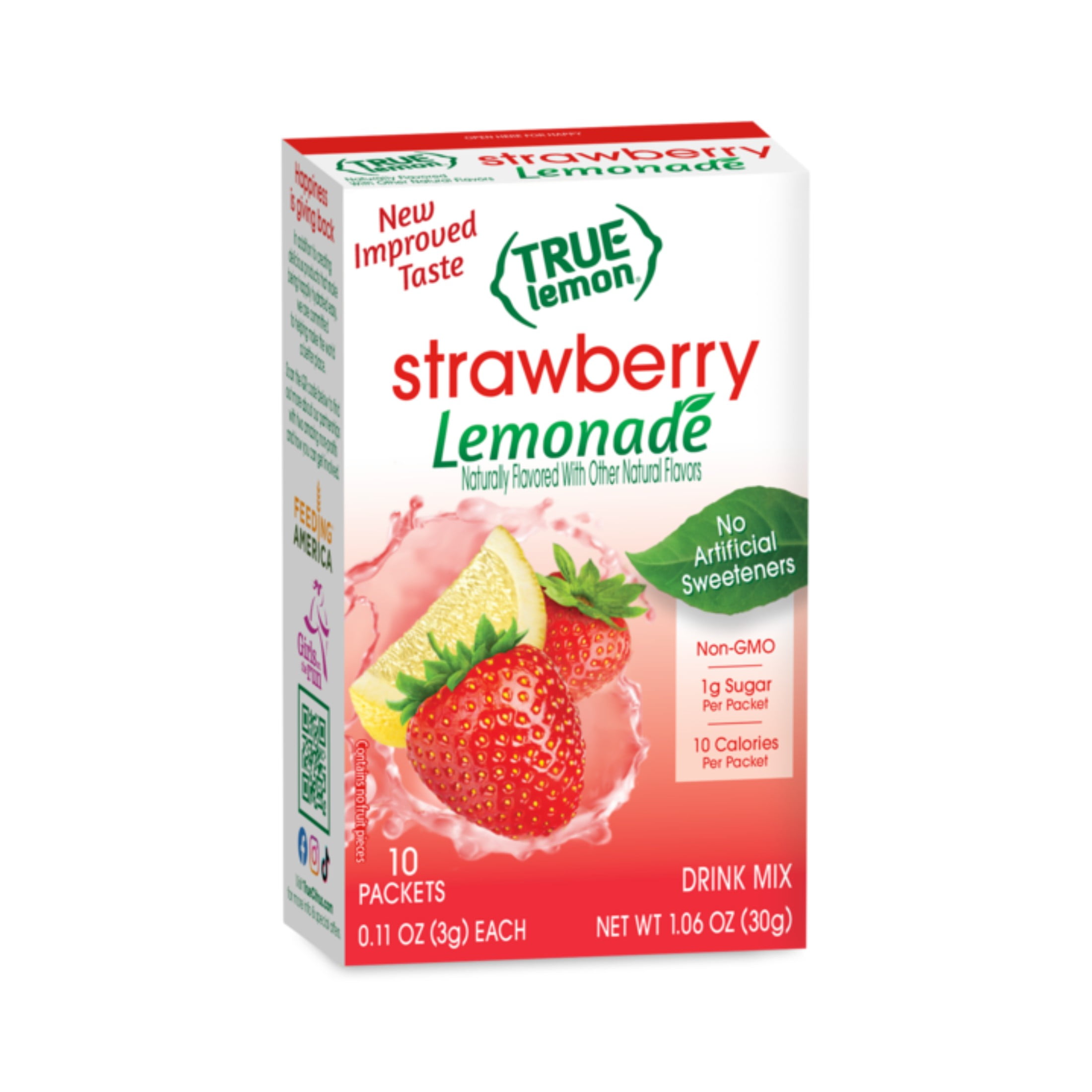 (12 pack) (12 pack) True Lemon Strawberry Lemonade Drink Mix Powder, No Artificial Sweeteners, 1.06 oz., 10 Count Box