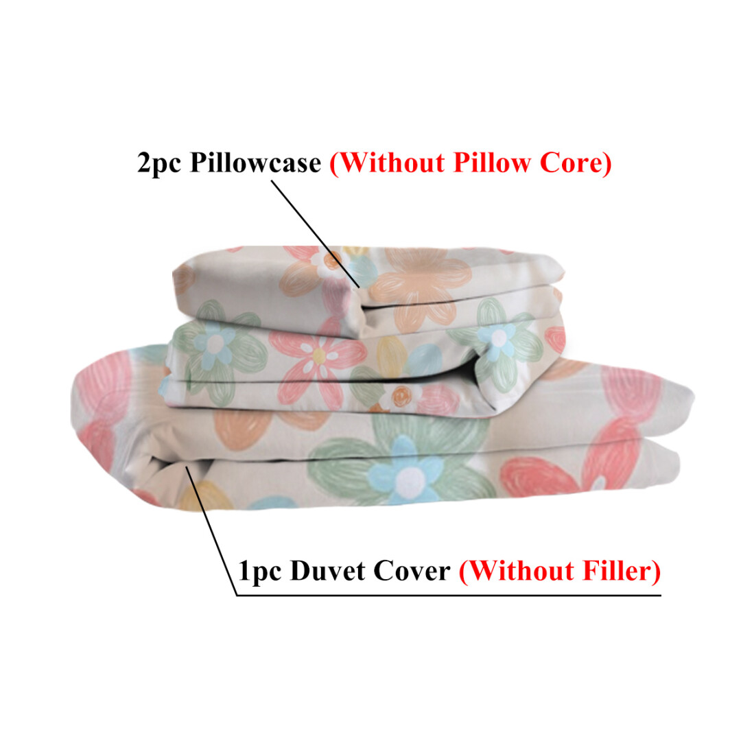 3 Pcs Pink Floral Duvet Cover Set, Reversible Duvet Cover Twin, Chic Garden Bedding Set Mini Floral Comforter Cover Soft Breathable for All Seasons (Pink, Twin)