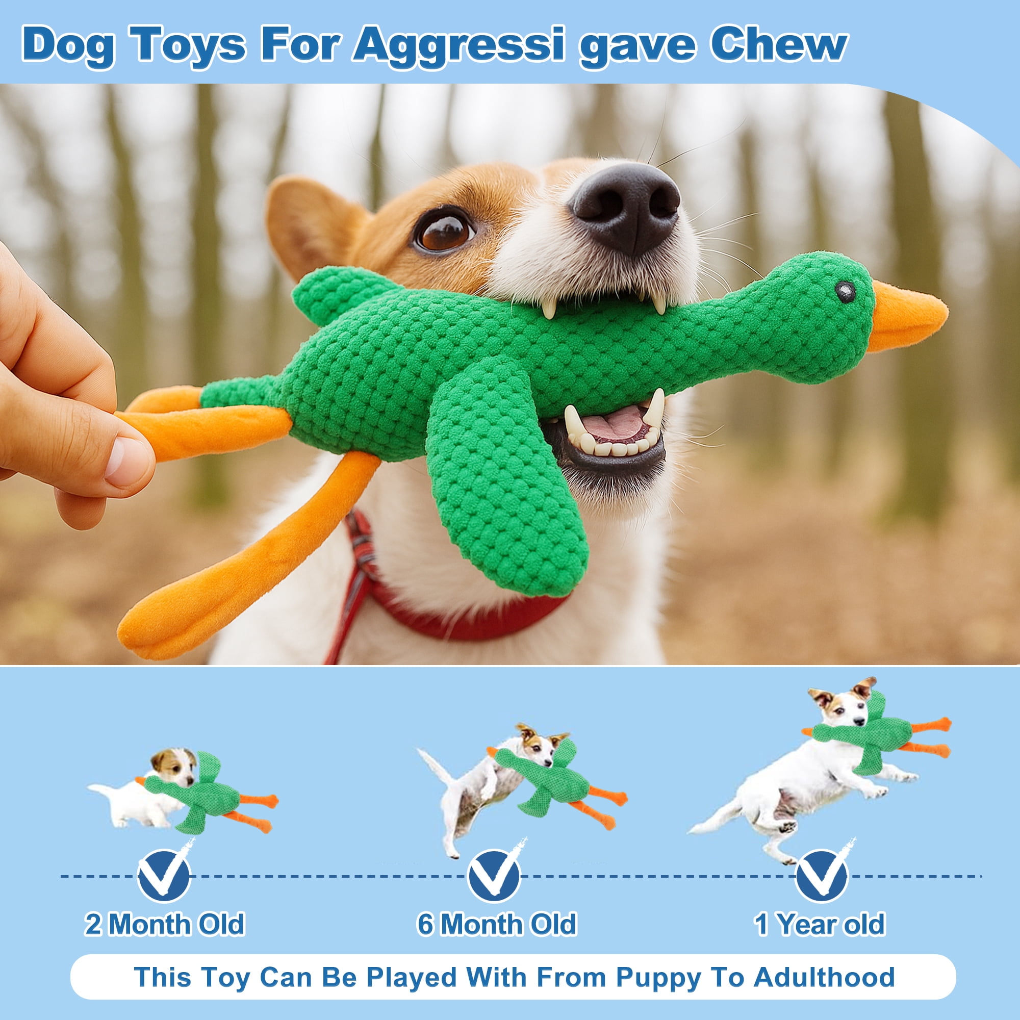 Unique Bargains Dog Toys for Aggressive Chewers Goose Chew Toy Green