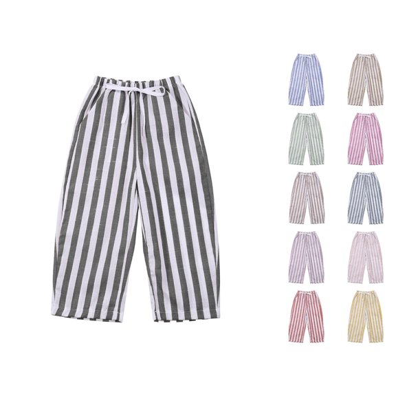 WERYOUNG Kids Baby Girl Striped Pants Daily Wear Wide Leg Trousers Elastic Waist Pant Trendy Bottom 18-24 Months