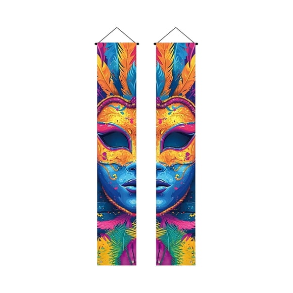 Mardi Gras Garden Flag for Men Women Carnival Decor Party Hanging Flags Festival Double Sided Banners 180X30Cm