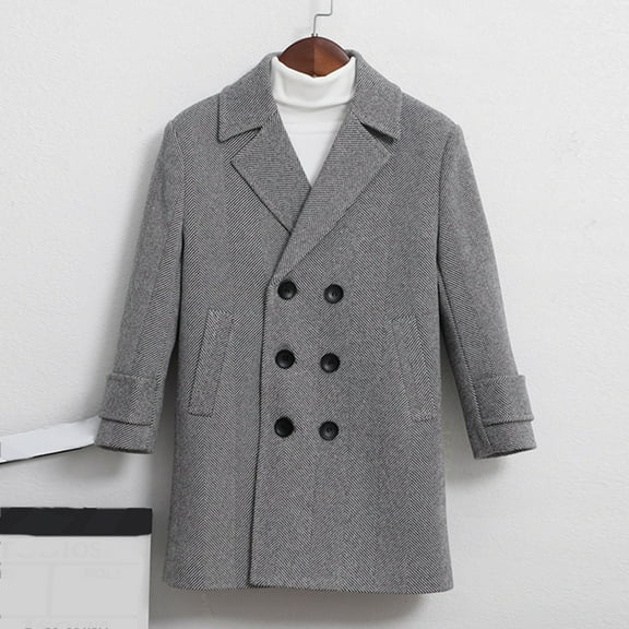 WOYY Toddler Boys Trench Coat Double Peacoat Fall Winter Outerwear Cardigan Coat