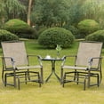 thumbnail image 2 of Outsunny Outdoor Glider Chair Set of 2, Glider Rocking Chairs, Dark Brown, 2 of 10