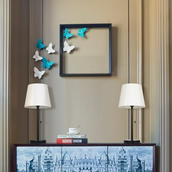 Elegant Modern Bedside Table Lamp 2-Piece Set With Metal Base And Fabric Linen Shape, Suitable For Modern Table Lamps In Bedroom, Dormitory, Living Room, Office.