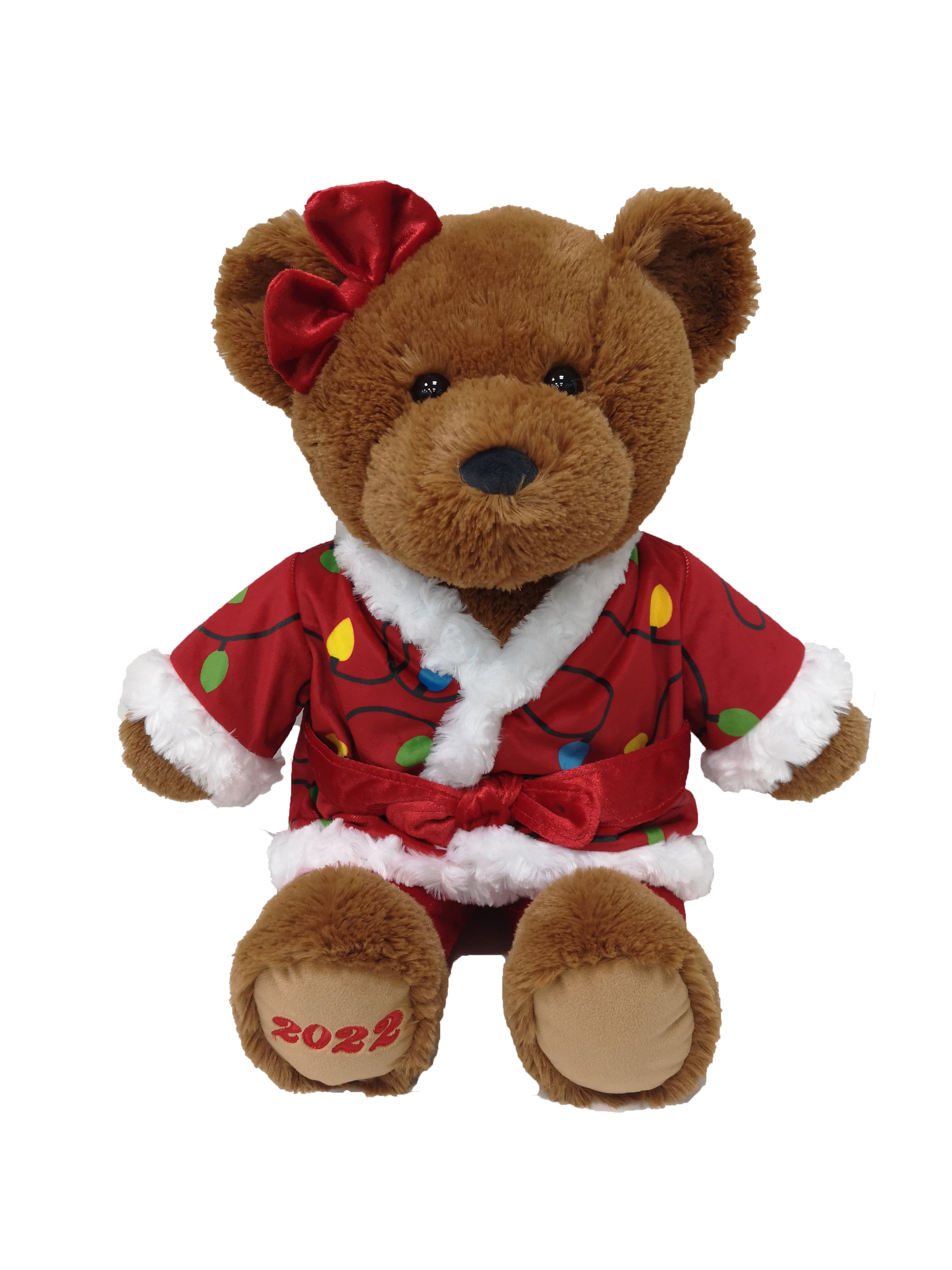 Holiday Time Christmas 2022 Brown Teddy Bear in Pajamas, Girl