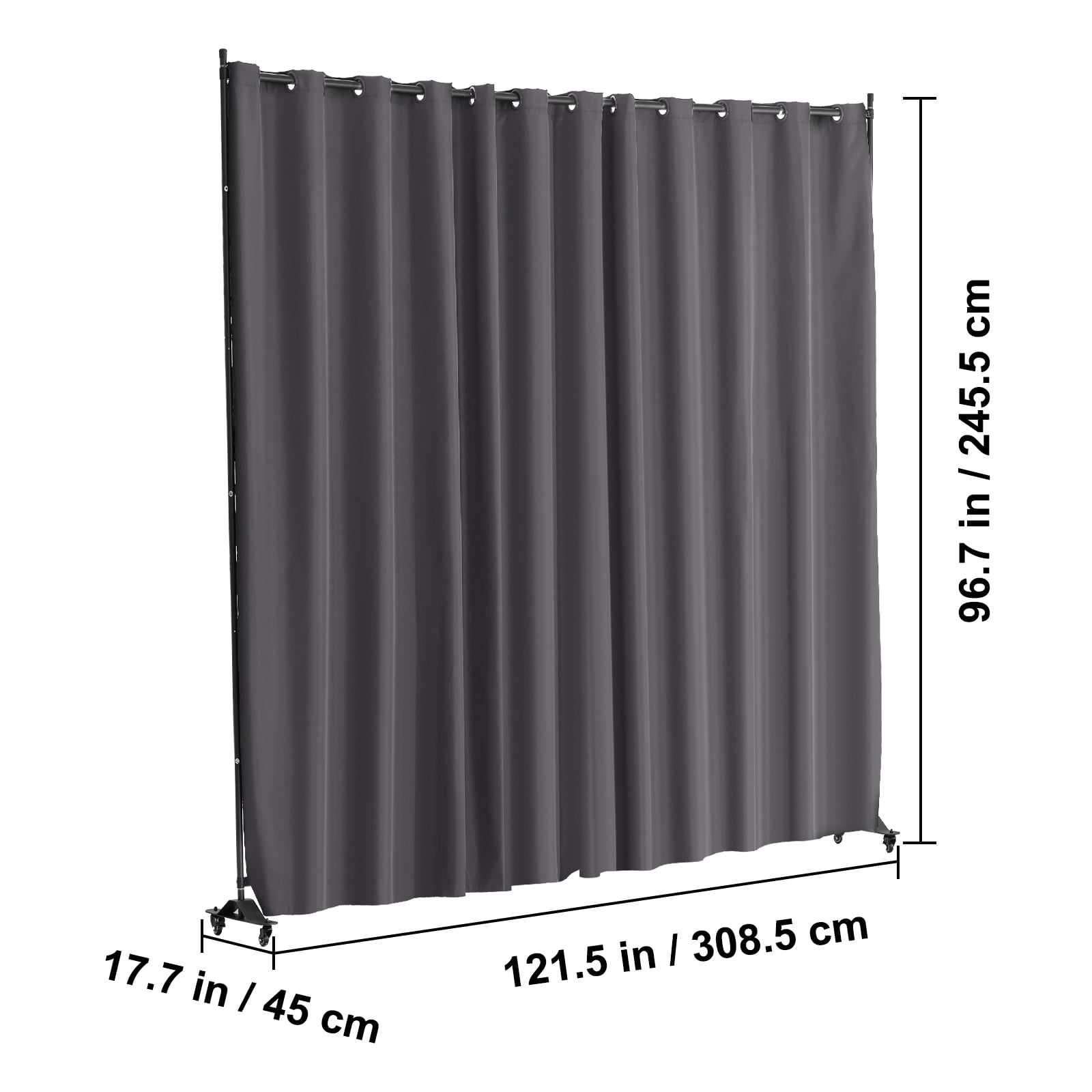 VEVOR Room Divider, Portable Panel Room Divider with Wheels Curtain Divider Stand, Freestanding Room Divider Privacy Screen for Office, Bedroom, Dining Room, Study, Gray