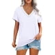 thumbnail image 1 of V cuello blusa manga corta guipure costura suelta blusa camisa superior para mujer verano blanco M, 1 of 5