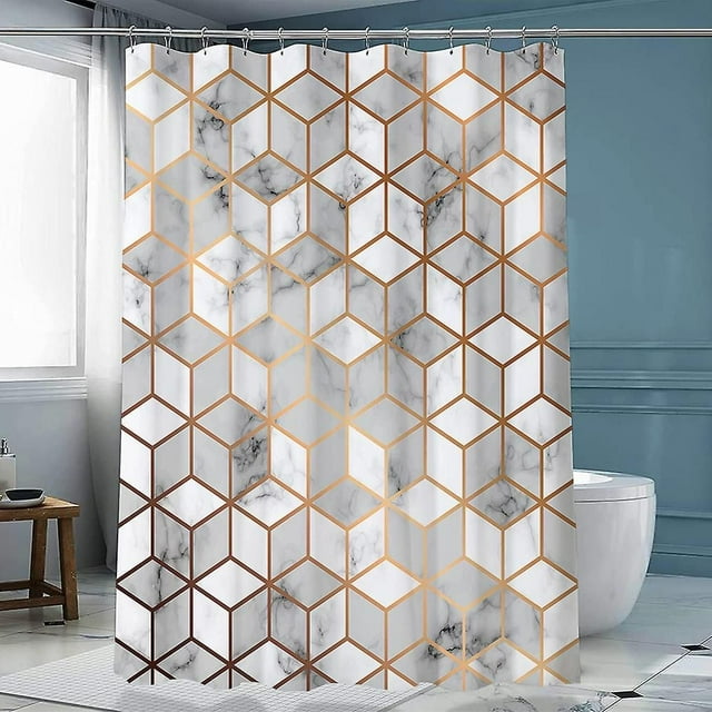 Modern Geometric Bathroom Waterproof Shower Curtain