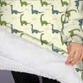 thumbnail image 3 of Oversized Wearable Blanket Hoodie,LightYellow Cartoon Dinosaurs Leaves Pattern Sherpa Blanket Hoodie with Super Pockets,Super Warm Fuzzy Pullover for Women & Men, 3 of 6