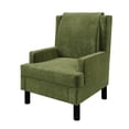 thumbnail image 2 of Aprafie Ergonomic Wingback Chair, 20.7" High Back Accent Chair with Ultra-Thick Cushion, Solid Wood Arms & Legs for Living Room, Bedroom, Reading Nook, Green, 2 of 7