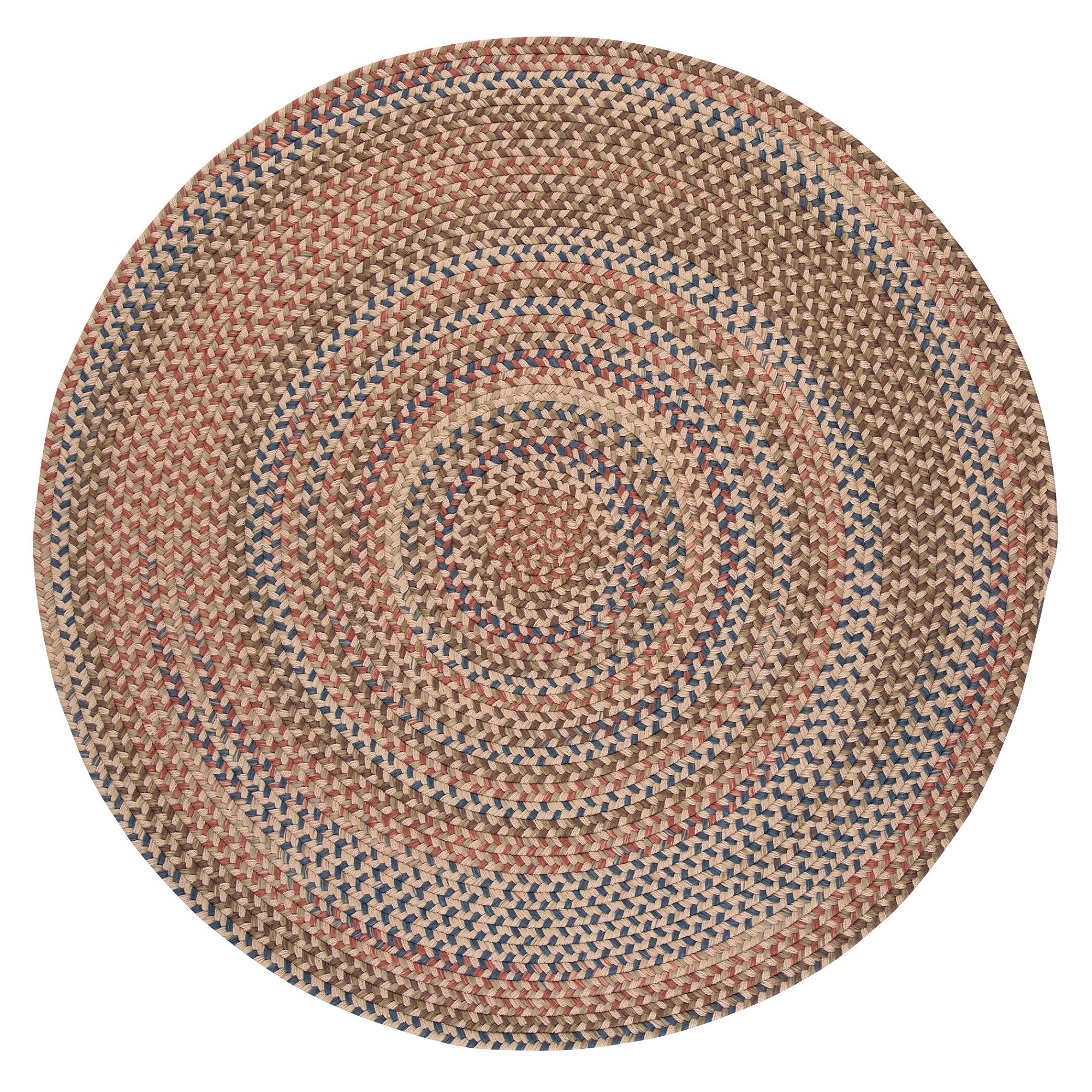10' Beige And Green Braided Round Area Throw Rug