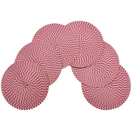 

Vienna Woven Spiral Table Placemats 15 Inches Round Set of 6 Non-Slip Dining & Kitchen Table Mats Rose