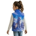 thumbnail image 2 of Uorisanigo Unisex Kids Fleece Vest Sleeveless Stand Collar Jacket Boys Girls Zippered Outwear Fall Winter Outfits Clothes Snow Wolf Print Vest Jacket Tops with Pockets, 2 of 7