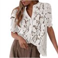 thumbnail image 7 of hotojiny Womens Lace Tops 3/4 Length Sleeve Button Down Shirts Casual Lightweight Blouse Spring Summer Fashion Outfits, 7 of 7