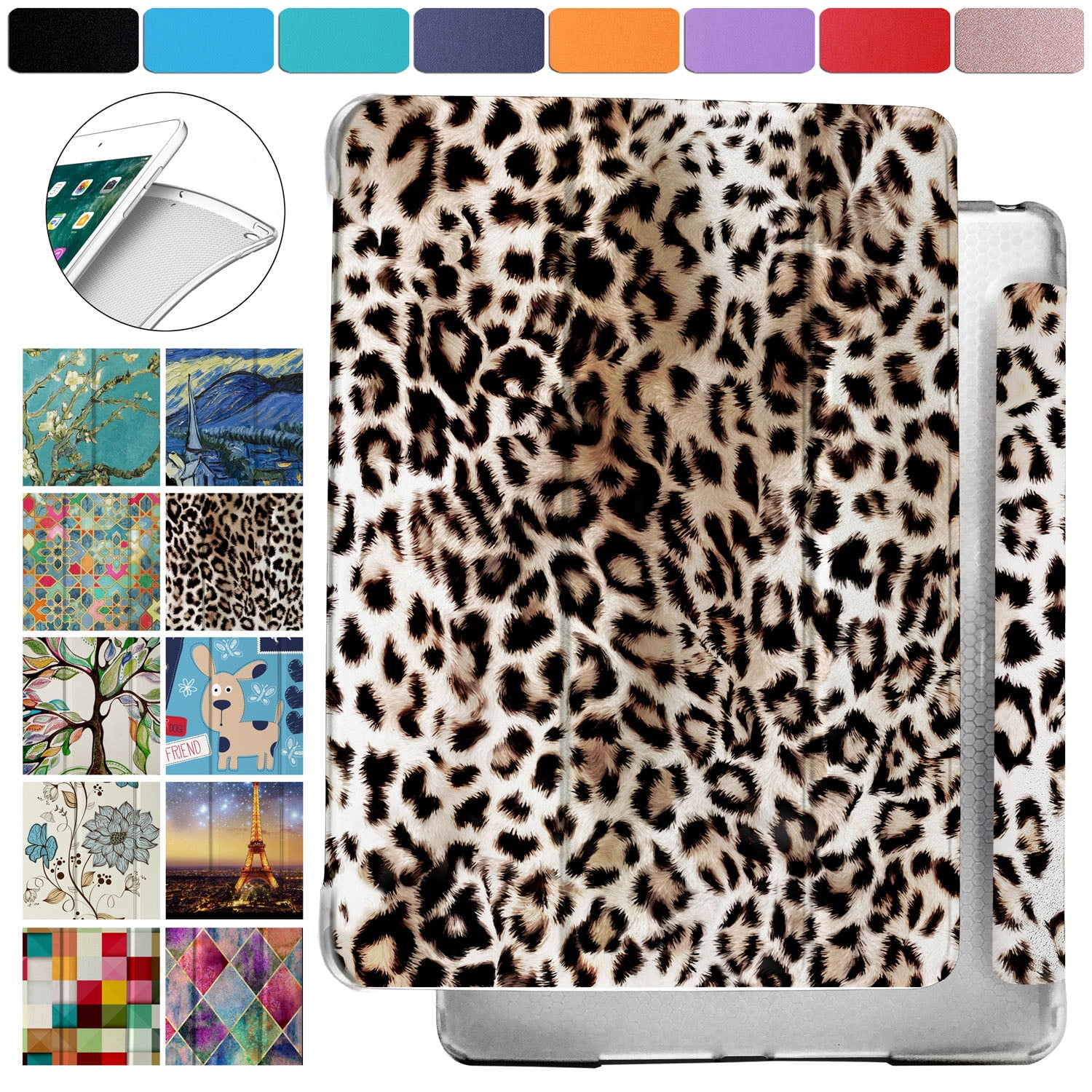 DuraSafe Cases iPad PRO 11 Inch 2 2020 3 2021 4 2022 [ PRO 11 2nd 3rd 4th ] Shock Proof Magnetic Dual Angle Stand with Honeycomb Pattern Printed Cover - Leopard