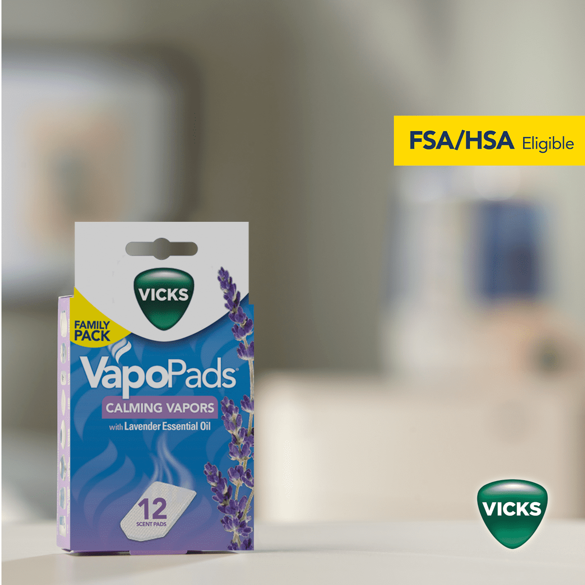 (3 pack) Vicks VapoPads Calming Menthol and Lavender Scent, Cold and Flu Relief, 12 Count, VSP30FP