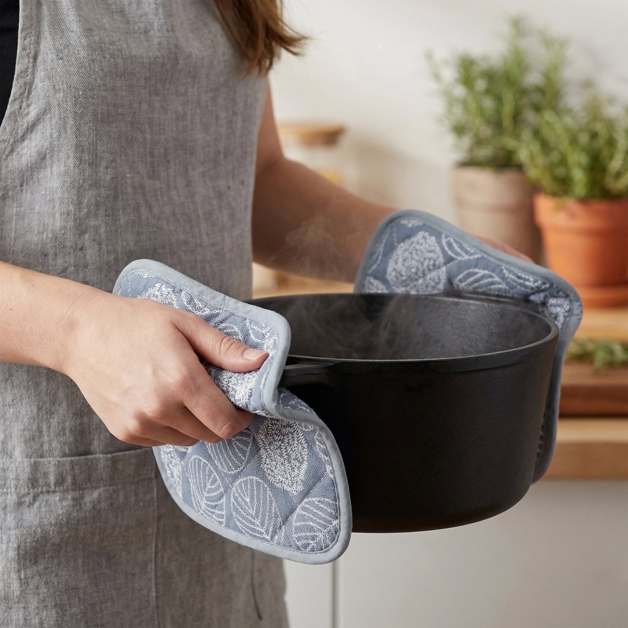 Unique Bargains Pot Holders Heat Resistant Non Slip Hot Pads for Kitchen Baking Blue 4Pcs