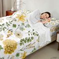 thumbnail image 4 of Manfei Watercolor Floral Leaves King Sheets 4pcs,Rustic Flying Butterfly Bedding,1 Flat Sheet,1 Fitted Sheet and 2 Pillowcases, 4 of 6