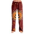 thumbnail image 2 of Womens Halloween Pjs Cute Funny Pumpkin Print Wide Leg Sleepwear Pj Lightweight Cozy Soft Lounge Pants For Halloween, 2 of 9