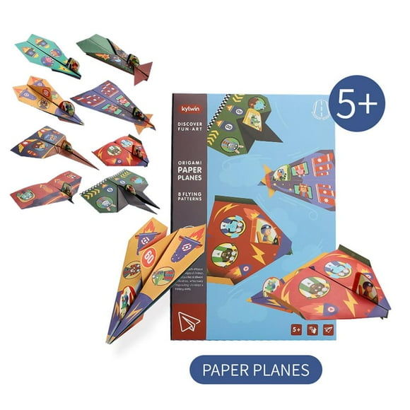 fashionhome Kids 3D Multicolor Paper Airplane Planes Fold Toys Kindergarten Handicraft Aircraft Toys Children DIY Gifts