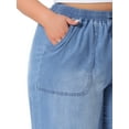 thumbnail image 5 of DARING DIVA Women's Plus Chambray Baggy Fit Jeans Denim Pants with Pockets 1X Light Blue, 5 of 5