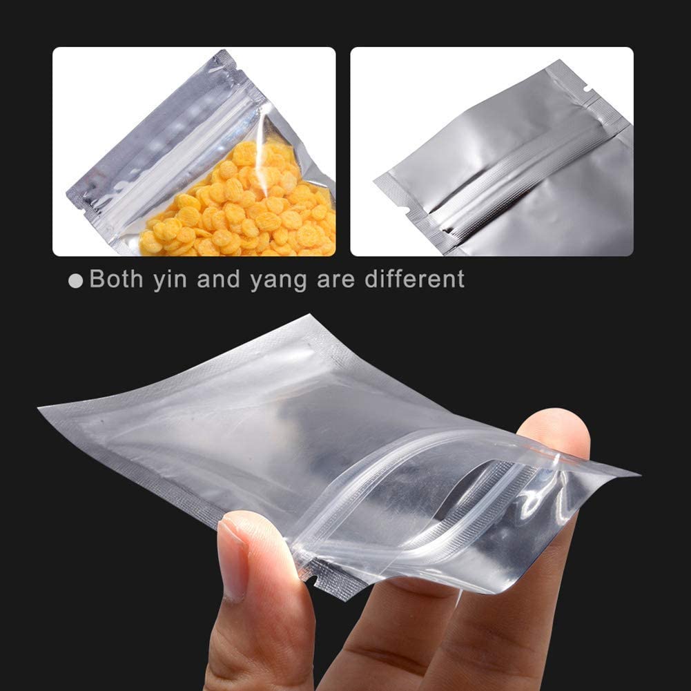 Luckycivia 100 PACK Resealable Clear Ziplock Smell Proof Pouch Aluminum ...