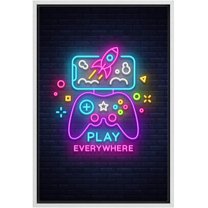 IDEA4WALL Framed Canvas Art Wall Decor Classic Video Game Handheld Controller - 24"x36"