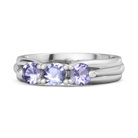 Mooneye 0.30 Ct Tanzanite Three Stone Harmony 925 Sterling Silver Valentines Day Gifts Ring