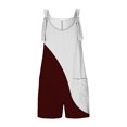 thumbnail image 4 of Summer Jumpsuit! Fadeal Women's Spring Round Neck Patchwork Color Block Loose Casual Jumpsuit Womens Jumpers and Rompers Wine S, 4 of 4
