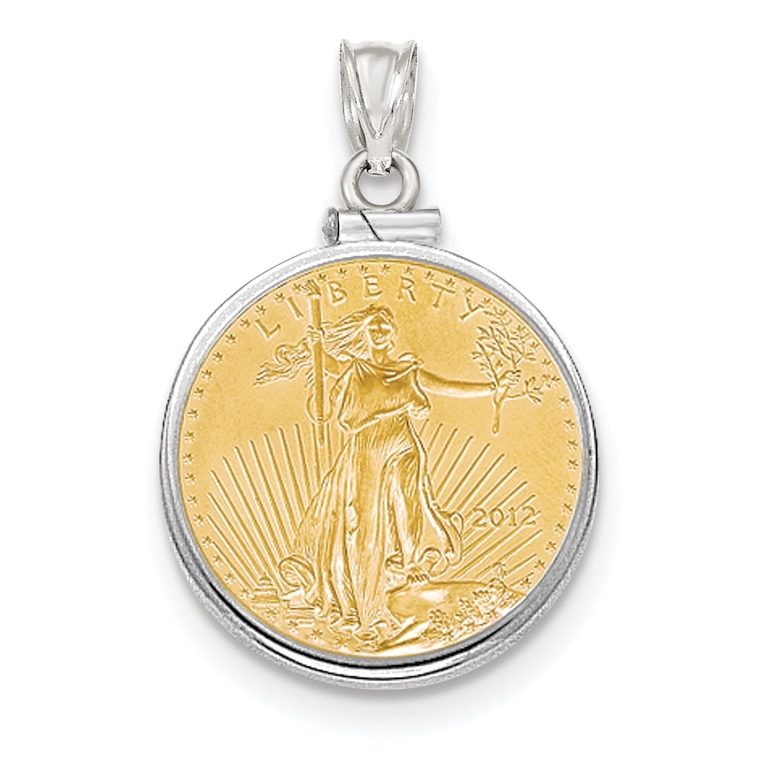 white gold coin pendant