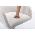 thumbnail image 6 of Home Office Chair, Modern Teddy Fabric Material Makeup Chair, Adjustable Height 360 Revolving Accent Chair with Rolling Wheels and Armrest for Living Room Bedroom Office Vanity, White, 6 of 7