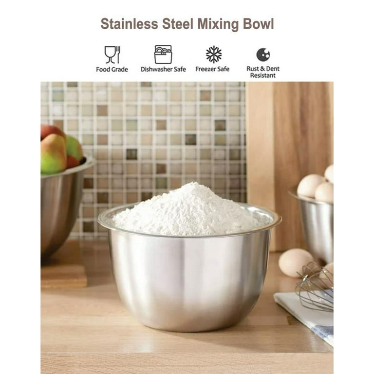 MONKA Premium Stainless Steel Mixing Bowls With Non Slip Bottom
