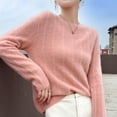 thumbnail image 2 of Suéter de lana de primavera para mujer, ropa de moda coreana, cuello redondo, manga larga, jersey de punto calado para mujer, jersey de otoño e invierno, 2 of 5