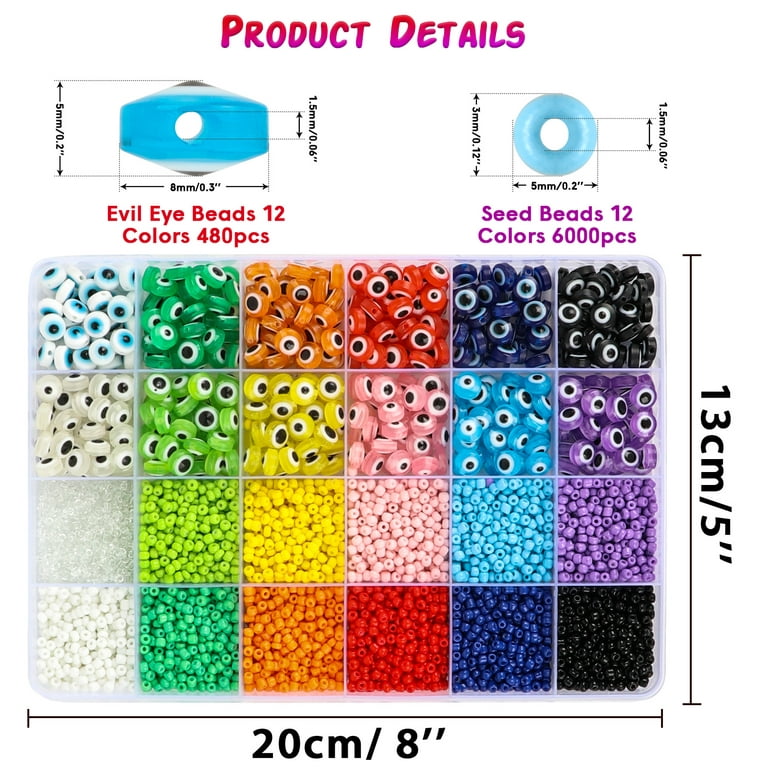3209pcs 28 Styles Evil Eye Beads for Jewelry Making 8mm Flat Round