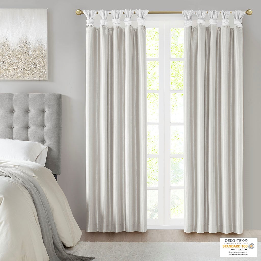 MAYEERTY 50x84" Blackout Twist Tab Window Curtain Panel - White