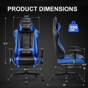 GTPLAYER Gaming Chair Office Chair PU Leather with Footrest&Adjustable Headrest,Blue