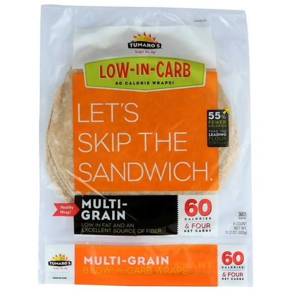 Tumaros Low in Carb Multi Grain Wrap, 8 inch - 8 per pack -- 6 packs per Case.