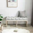 thumbnail image 5 of Farmhouse Dining Bench 48" Long Vintage Tufted Bench with Wood Legs Upholstered Entryway Bench Fabric End of Bed Bench for Bedroom Living Room Hallway, Grey, 5 of 14