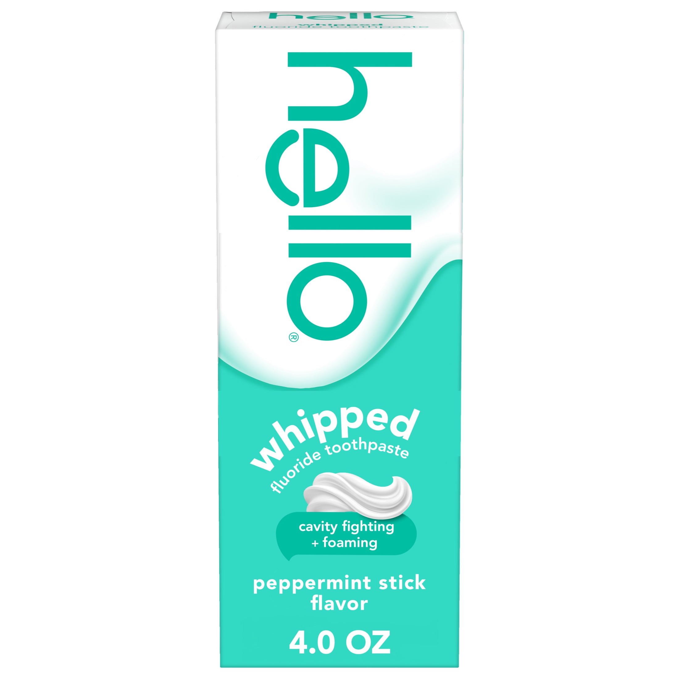 (2 pack) hello Whipped Fluoride Toothpaste, Minty Foam Toothpaste, Peppermint Stick, 4.0 oz