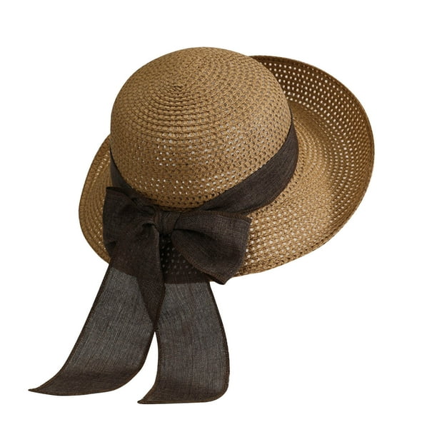 Sombreros de mujer de color sólido de moda lindo sombrero de sol con lazo sombrero de pescador sombrero de playa sombrero de poliéster para mujer