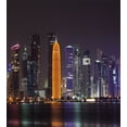 thumbnail image 3 of Urban Duvet Cover Set, Qatar Middle East Town with Luminous Skyscraper at Night View, Decorative 3 Piece Bedding Set with 2 Pillow Shams, King Size, Charcoal Grey Orange, by Ambesonne, 3 of 3
