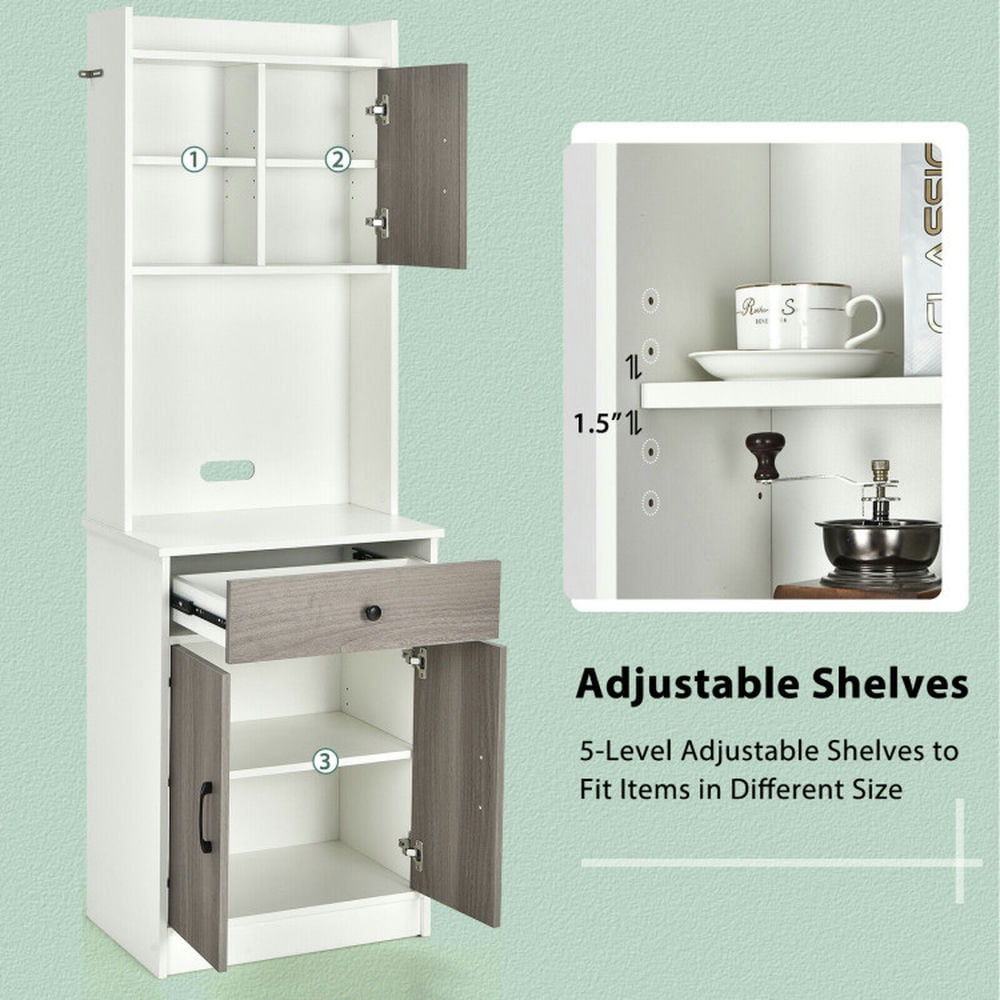 Finihen Kitchen Storage Cabinet, Buffet Sideboard, 3-Door 71 Inch Kitchen Buffet Pantry Storage Cabinet with Hutch and Adjustable Shelf, for Dining Room, Kitchen, Living Room, White Finihen Kitchen Storage Cabinet, Buffet Sideboard, 3-Door 71 Inch Kitchen Buffet Pantry Storage Cabinet with Hutch and Adjustable Shelf, for Dining Room, Kitchen, Living Room, White