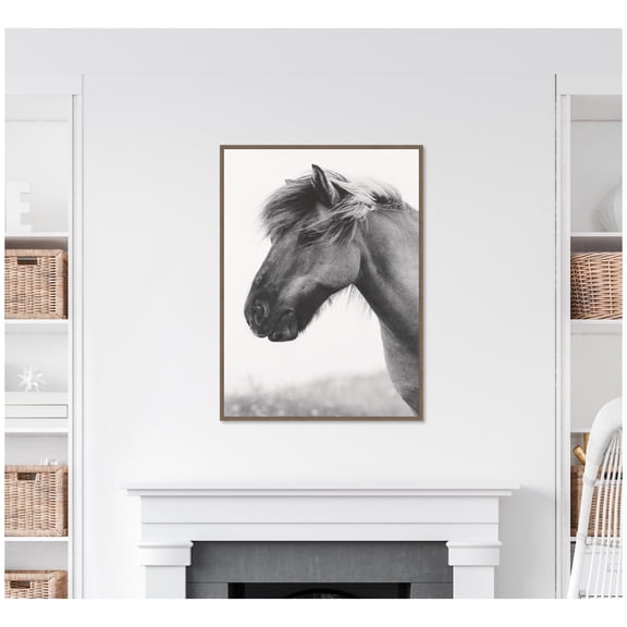 Kate and Laurel Framed Canvas Wall Art Print AA Indomitable by Alicia Abla, 28 x 38 Sylvie Walnut Frame, Modern Contemporary, Animal Art for Wall Decor